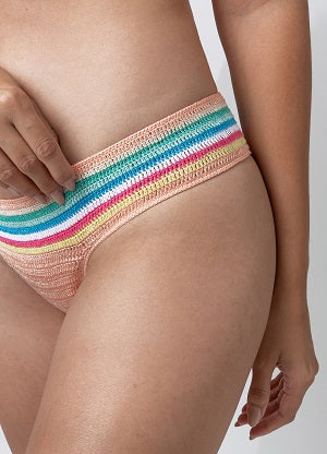 Karina Bikini Bottom/Salmon with Stripes